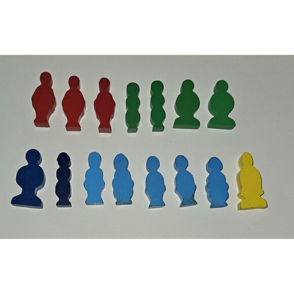 15 Wooden Toy People Figures Lot Railway Train Accessories Blue Green Red READ - Picture 6 of 11
